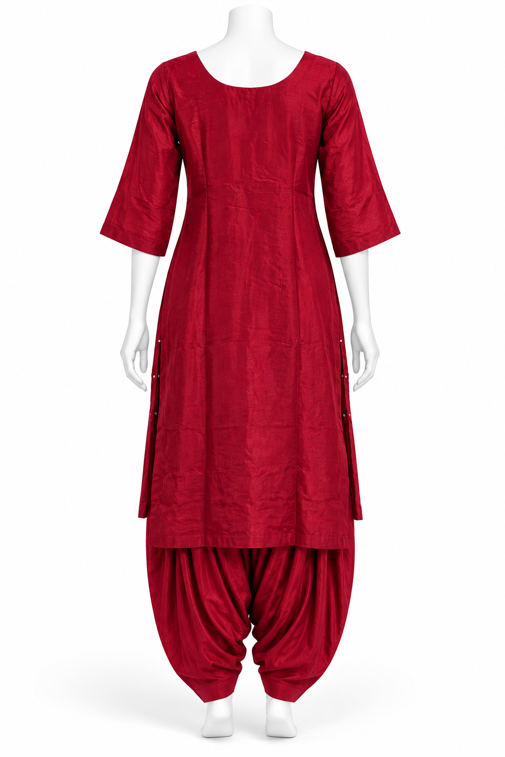 Deep Red Embroidered Punjabi Salwar Suit with Dupatta