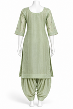 Sage Green Floral Embroidered Punjabi Salwar Suit with Dupatta