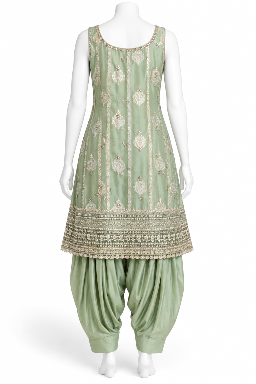 Sage Green Embroidered Salwar Suit with Dupatta