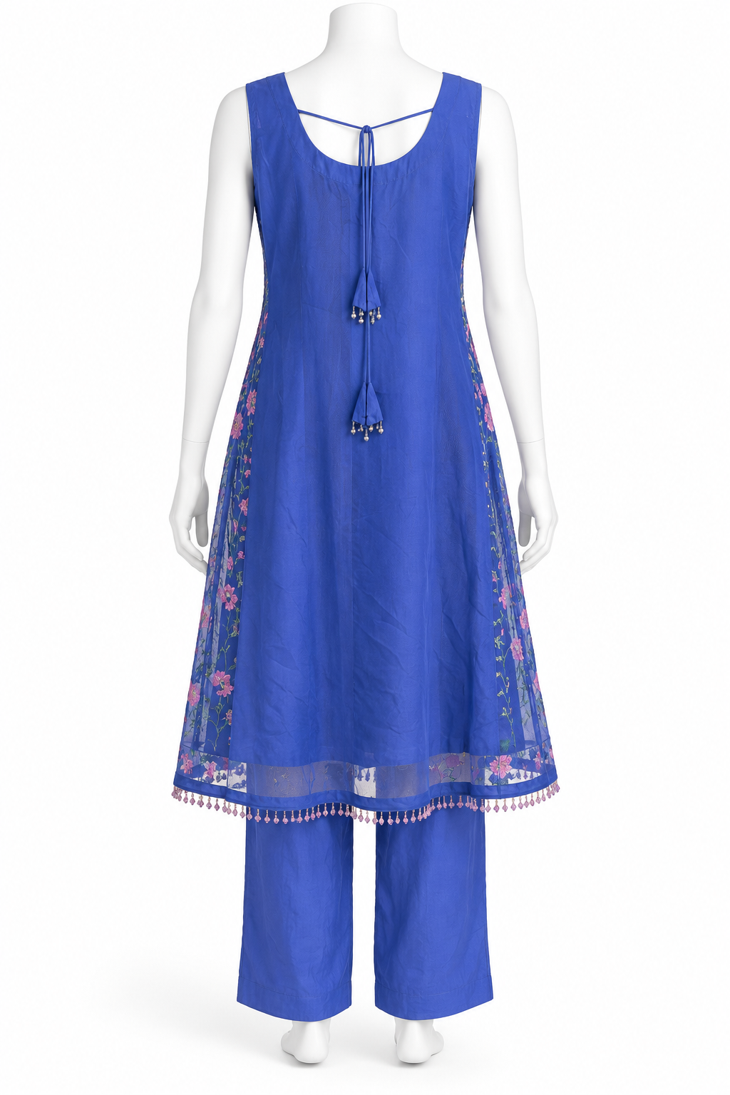 Royal Blue Floral Embroidered Palazzo Suit with Dupatta