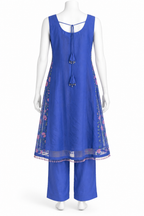 Royal Blue Floral Embroidered Palazzo Suit with Dupatta