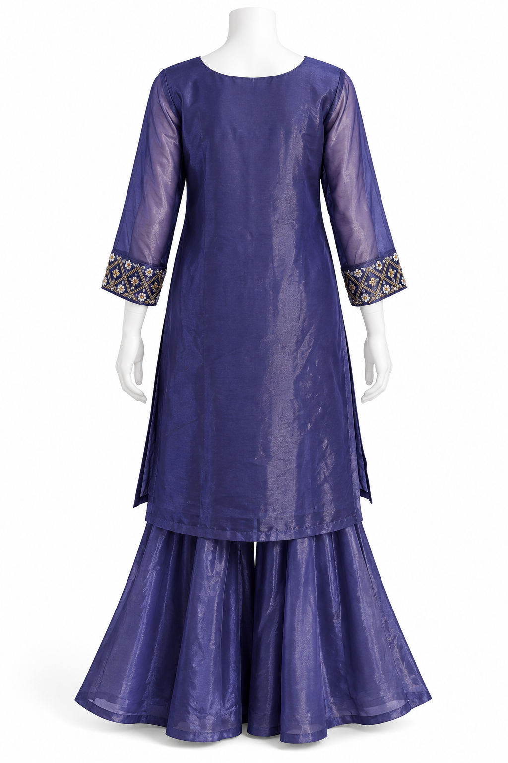 Royal Purple Embroidered Sharara Suit Set with Dupatta