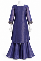 Royal Purple Embroidered Sharara Suit Set with Dupatta