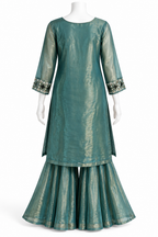 Teal Green Embroidered Sharara Suit Set with Dupatta