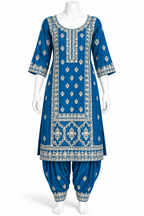 Royal Blue Embroidered Punjabi Salwar Suit with Dupatta