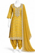 Mustard Yellow Embroidered Punjabi Salwar Suit with Dupatta