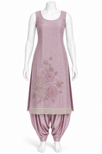 Dusty Pink Floral Embroidered Punjabi Salwar Suit with Dupatta