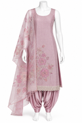 Dusty Pink Floral Embroidered Punjabi Salwar Suit with Dupatta