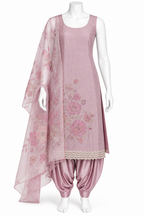 Dusty Pink Floral Embroidered Punjabi Salwar Suit with Dupatta