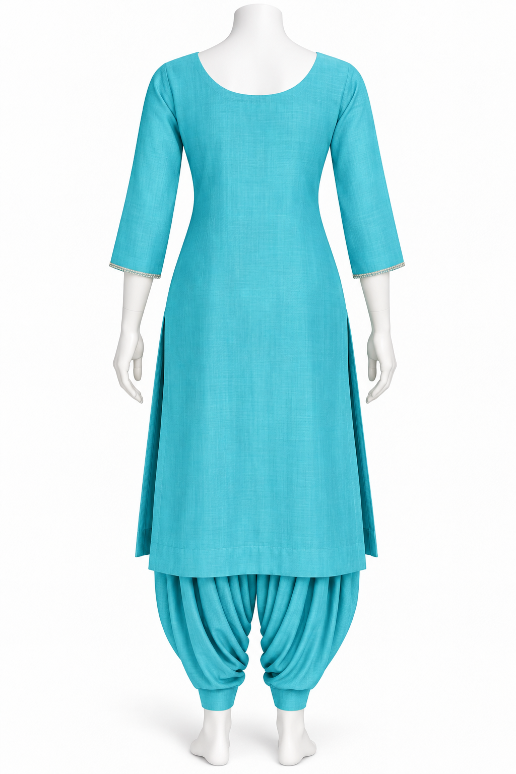 Turquoise Blue Embroidered Punjabi Salwar Suit with Dupatta