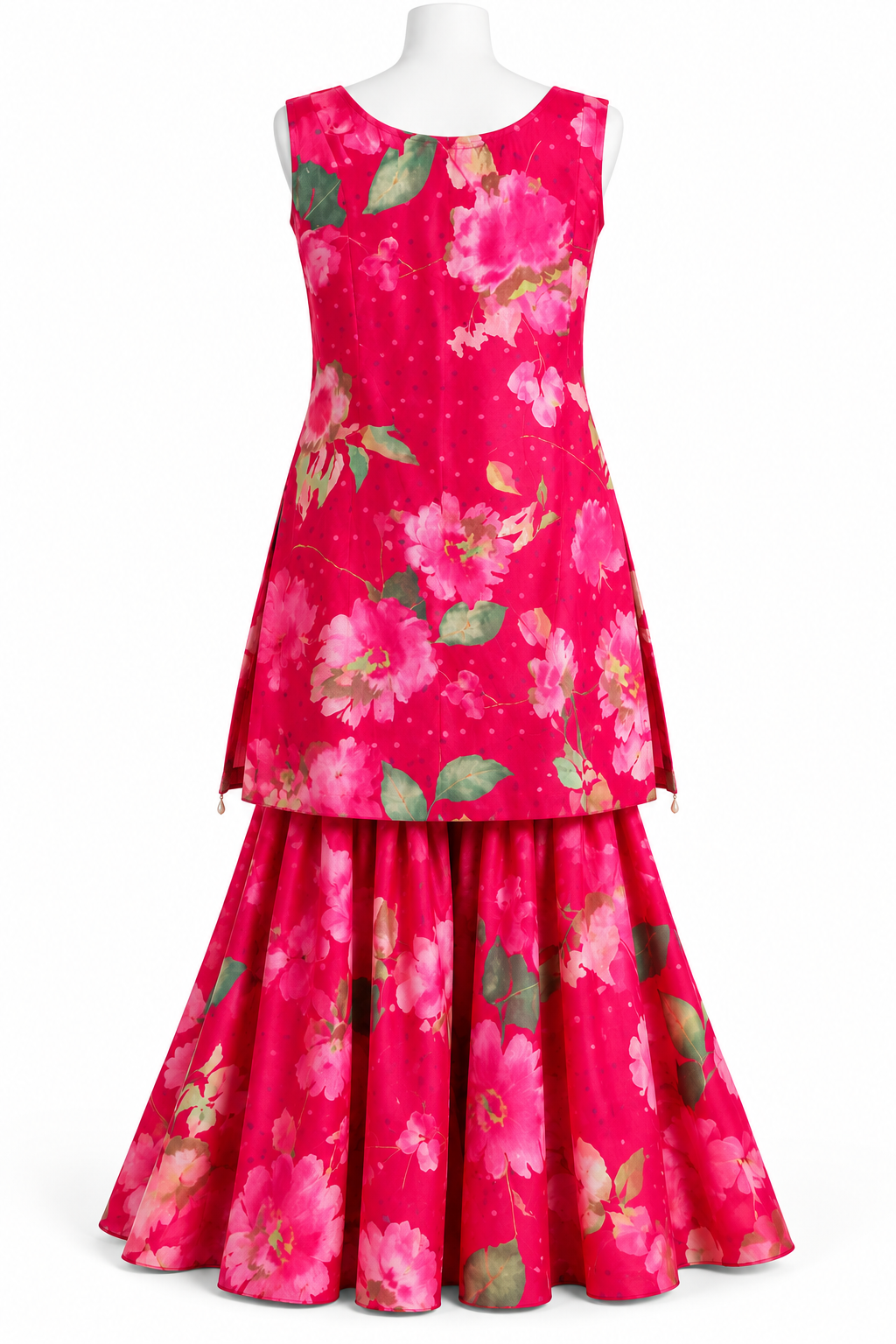 Hot Pink Floral Sharara Suit