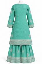 Mint & Ivory Embroidered Sharara Set