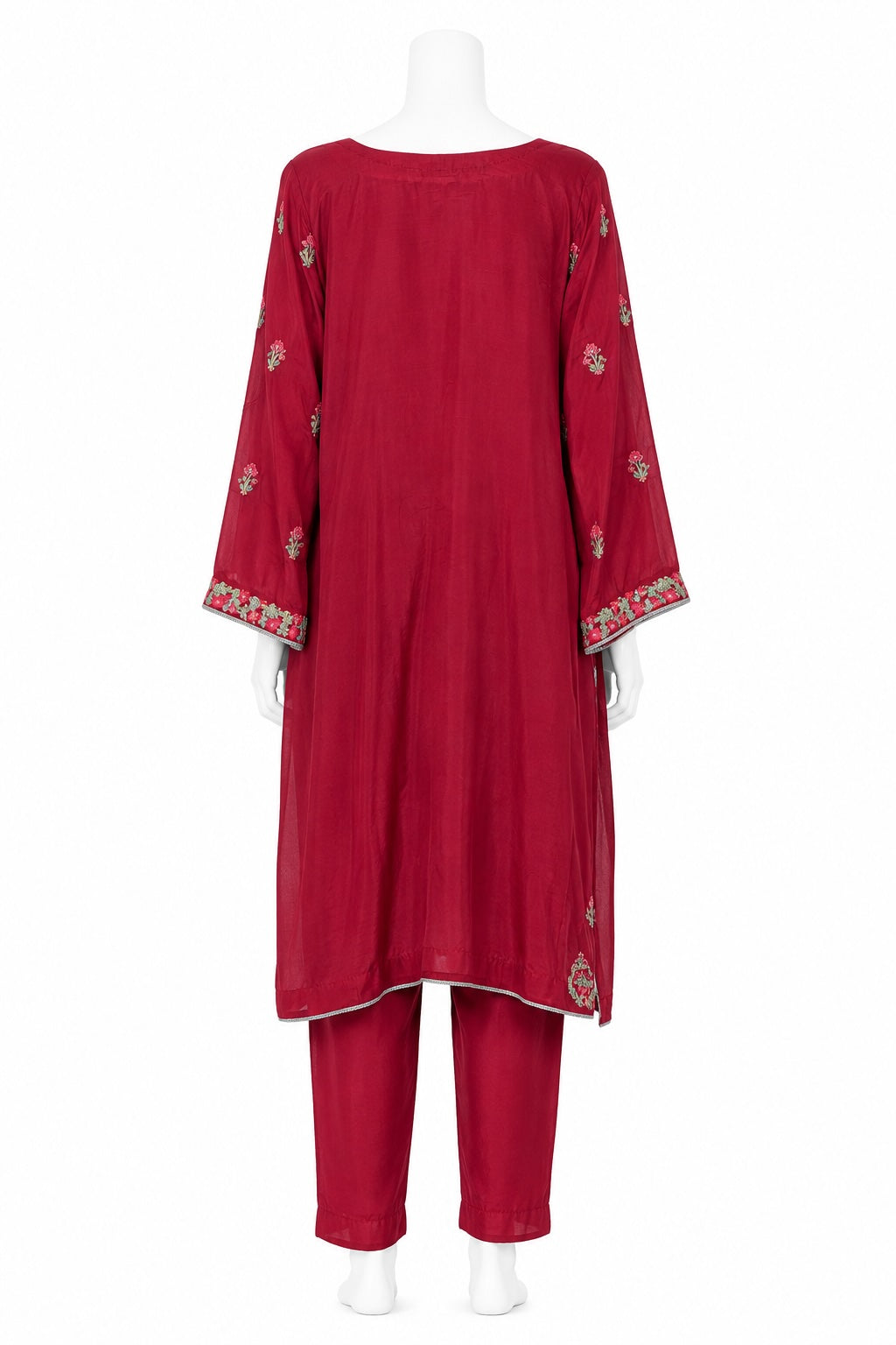 Ruby Pink Embroidered Pakistani Suit with Organza Dupatta | Elegant Party Wear