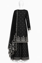 Black Embroidered Pakistani 3-Piece Suit with Organza Dupatta | Women’s Ethnic Wear