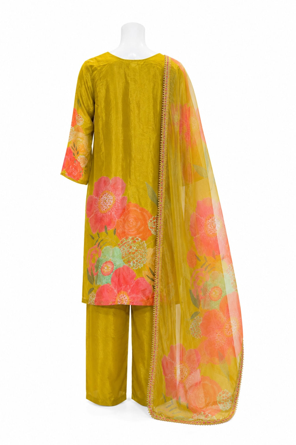 Sunshine Yellow Floral Pakistani Suit with Printed Dupatta | Elegant Festive Wear