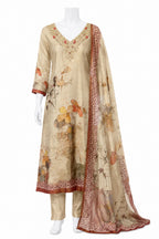 Ivory Floral Printed Pakistani Suit with Dupatta | Elegant Semi-Formal Ethnic Wear