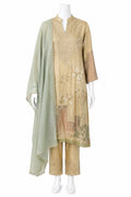 Pastel Sage & Champagne Embroidered Pakistani Suit with Dupatta | Luxury Festive Wear