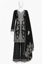 Black Embroidered Pakistani 3-Piece Suit with Organza Dupatta | Women’s Ethnic Wear