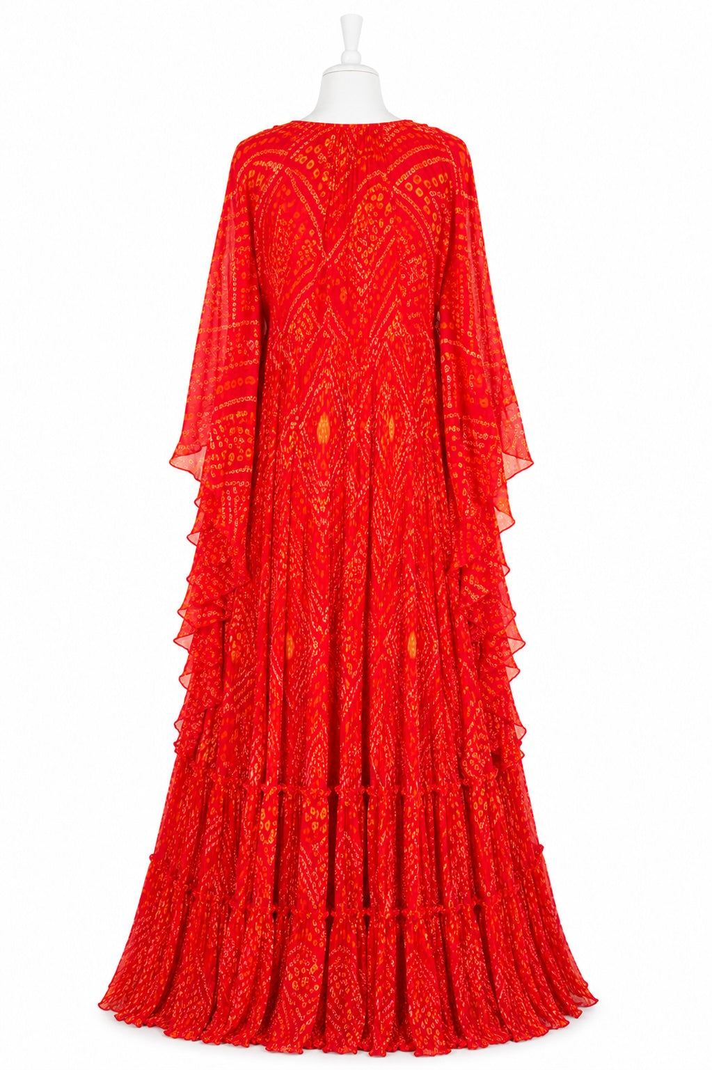 Red patterned dress on a white background