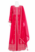 Hot Pink Anarkali Sharara Suit with Dupatta | Embroidered Pakistani Wedding & Party Wear