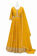 Golden Marigold Embroidered Anarkali Suit with Dupatta