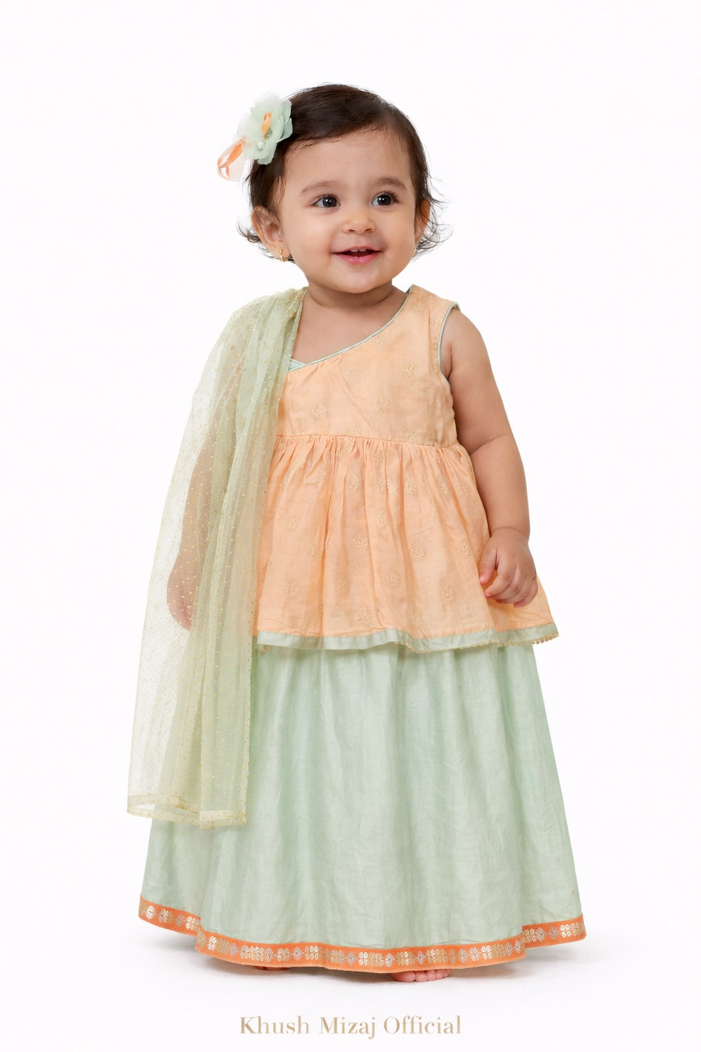mint green and peach dress Peach & Mint Traditional Kids Outfit