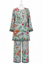 Blooming Meadow Floral Co-Ord Set – Women’s Printed Tunic & Wide-Leg Pant Set