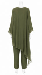 Olive Green Co-Ord Set for Women | Embroidered Designer Two-Piece Outfit