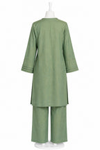 Sage Elegance Jacquard Co-Ord Set – Women’s Textured Kurta & Wide-Leg Pant Set