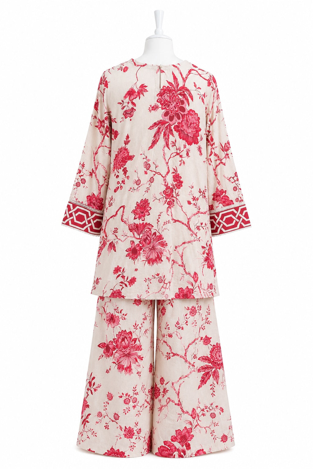 Rose Garden Floral Co-Ord Set – Women’s Printed Tunic & Wide-Leg Pant Set