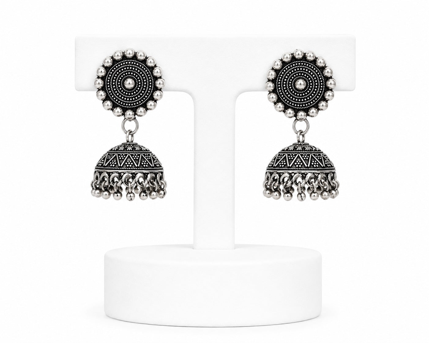 Oxidized Silver Jhumka Earrings | Traditional Indian Statement Drop Earrings