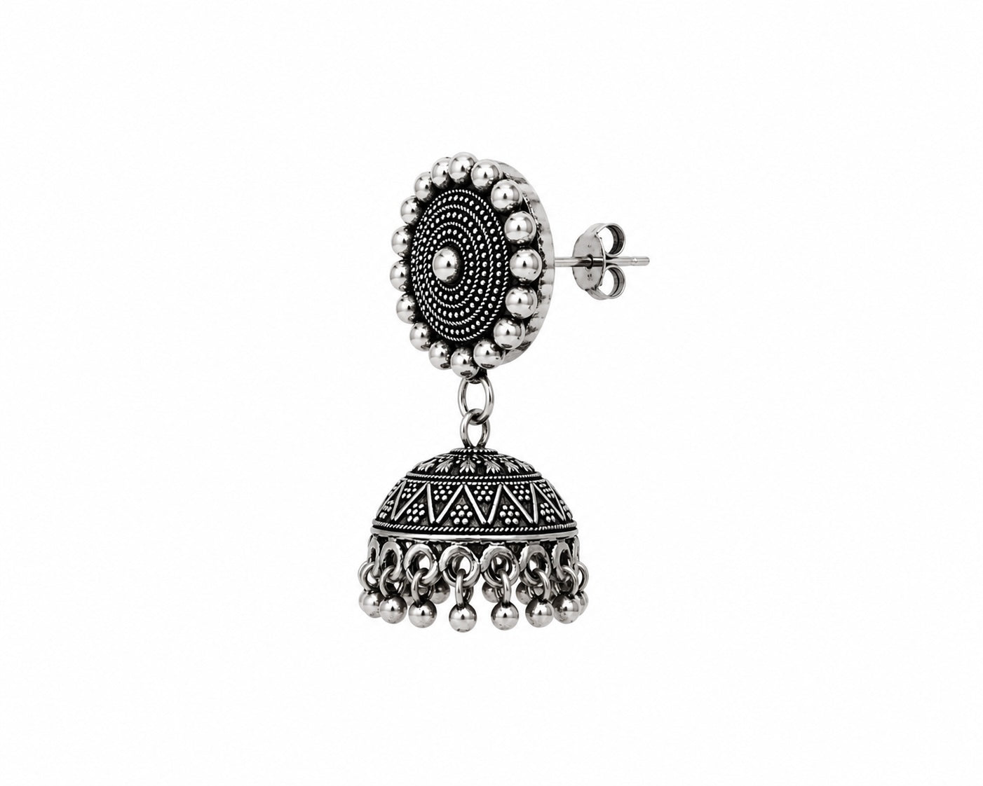 Oxidized Silver Jhumka Earrings | Traditional Indian Statement Drop Earrings