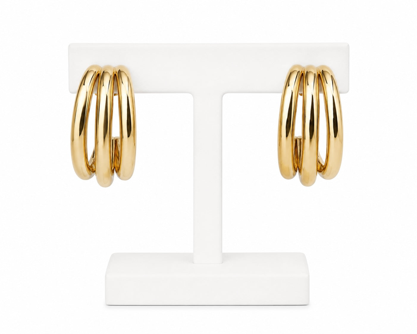 Triple Gold Hoop Earrings | Modern Layered Statement Hoop Earrings
