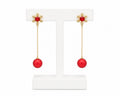 Ruby Snowflake Drop Earrings | Red Crystal & Gold Chain Statement Earrings
