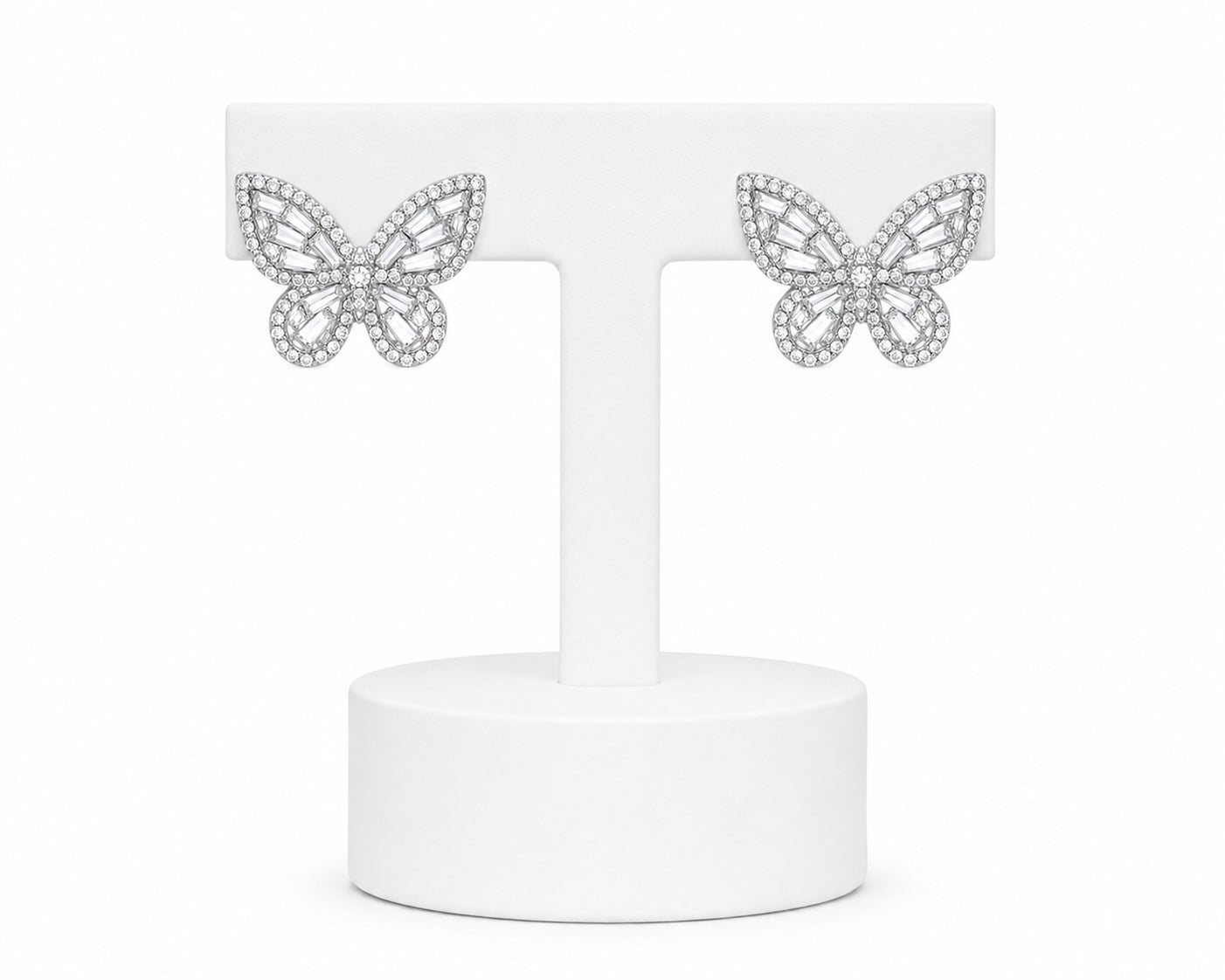 Crystal Butterfly Stud Earrings | Sparkling Silver Rhinestone Statement Earrings