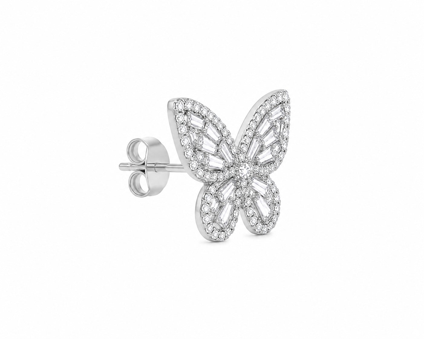 Crystal Butterfly Stud Earrings | Sparkling Silver Rhinestone Statement Earrings