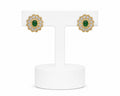 Emerald Bloom Stud Earrings | Green Stone & Gold Floral Statement Earrings