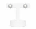 Pearl Sunburst Crystal Stud Earrings | Silver Statement Pearl Earrings