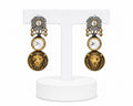 Regal Lion Medallion Crystal Drop Earrings | Vintage Statement Earrings