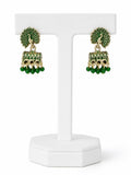 Green Peacock Jhumki Earrings | Traditional Indian Drop Earrings with Bead Accents