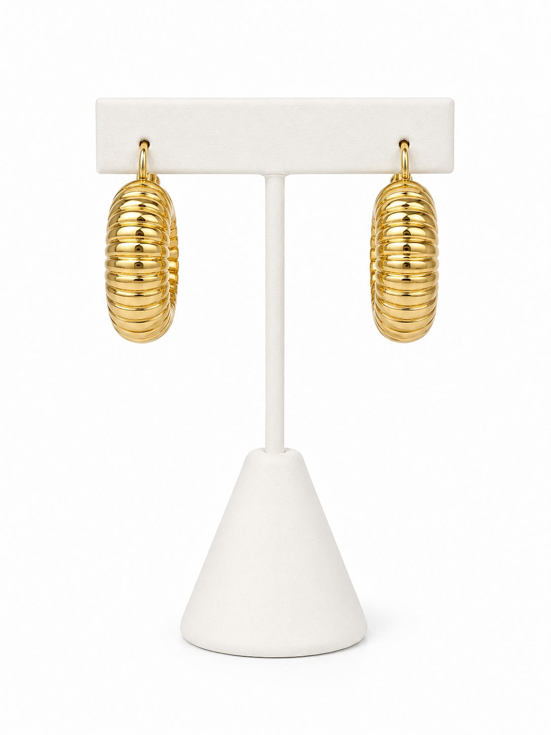 Chunky Gold Ribbed Hoop Earrings | Bold Statement Gold Huggie Earrings
