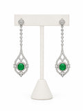 Emerald Green Crystal Drop Earrings | Luxury Silver Statement Evening Earrings