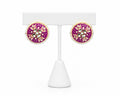 Fuchsia Kundan Pearl Stud Earrings | Traditional Indian Statement Earrings