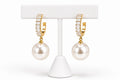 Gold Pearl Drop Earrings with Crystal Huggie Hoops | Elegant Statement Earrings