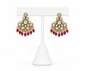 Ruby Kundan Chandbali Earrings with Pearl Drops | Traditional Indian Statement Earrings