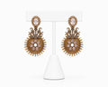 Vintage Rose Gold Statement Earrings with Pearls & Blush Crystal Accents | Antique Bridal Earrings