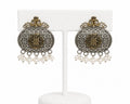 Vintage Dual-Tone Pearl Drop Earrings | Antique Silver & Gold Statement Earrings