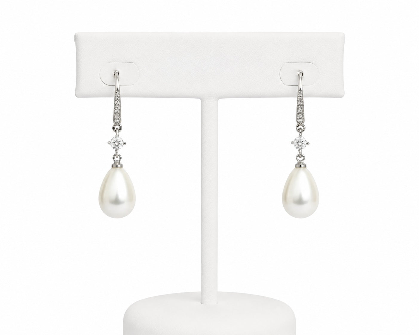 Classic Pearl Drop Earrings with Crystal Accents | Elegant Bridal & Wedding Jewelry