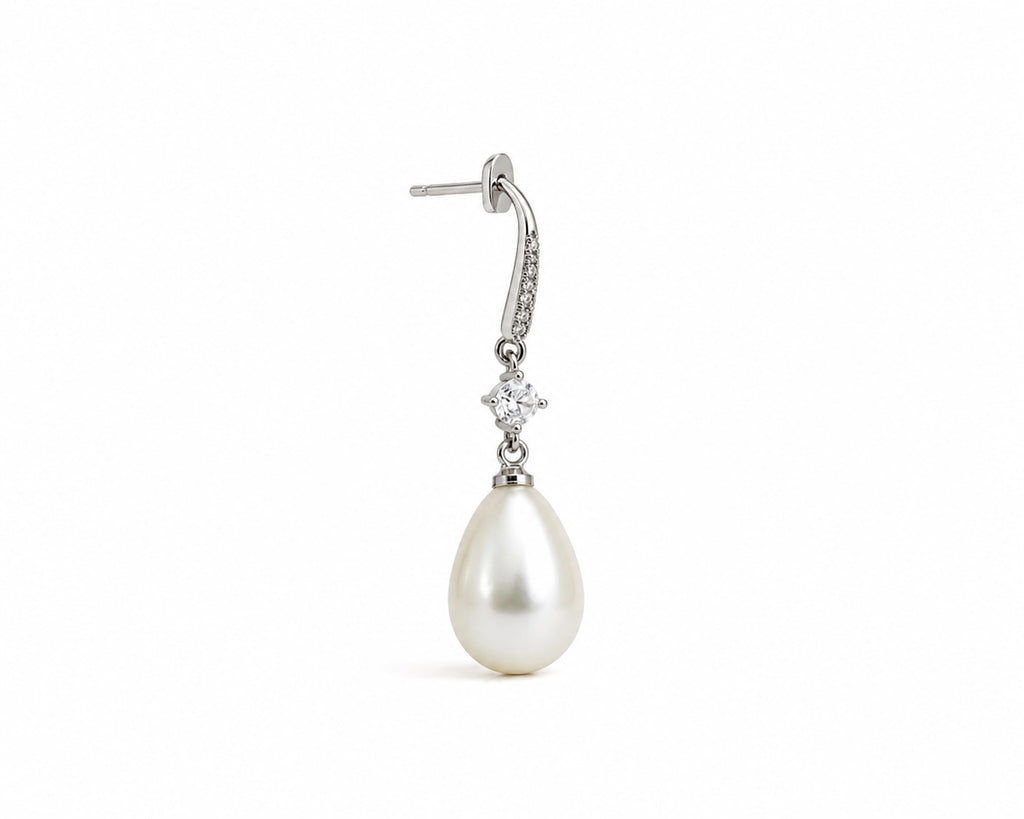 Classic Pearl Drop Earrings with Crystal Accents | Elegant Bridal & Wedding Jewelry