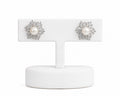 Radiant Pearl Burst Stud Earrings | Crystal Halo Bridal & Wedding Earrings